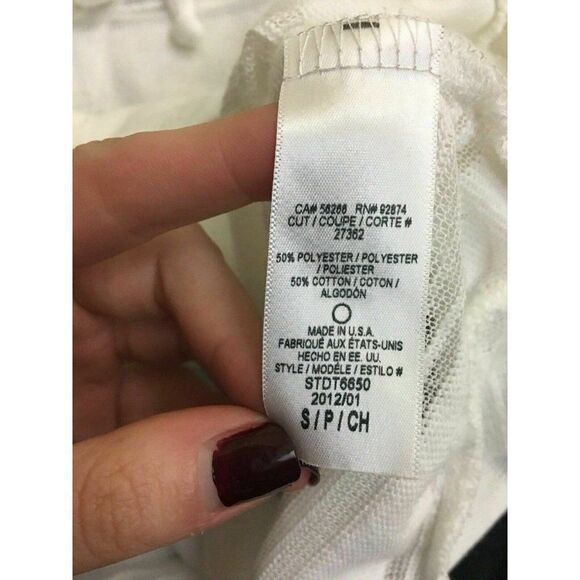 Splendid Womens Solid White Long Sleeve Striped Mesh Sweater Top Small - Picture 7 of 8
